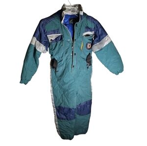 Aspen Sport Vintage Ski Suit Snowsuit Teal Blue Size 10–12